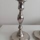Pair of silver-plated metal candlesticks