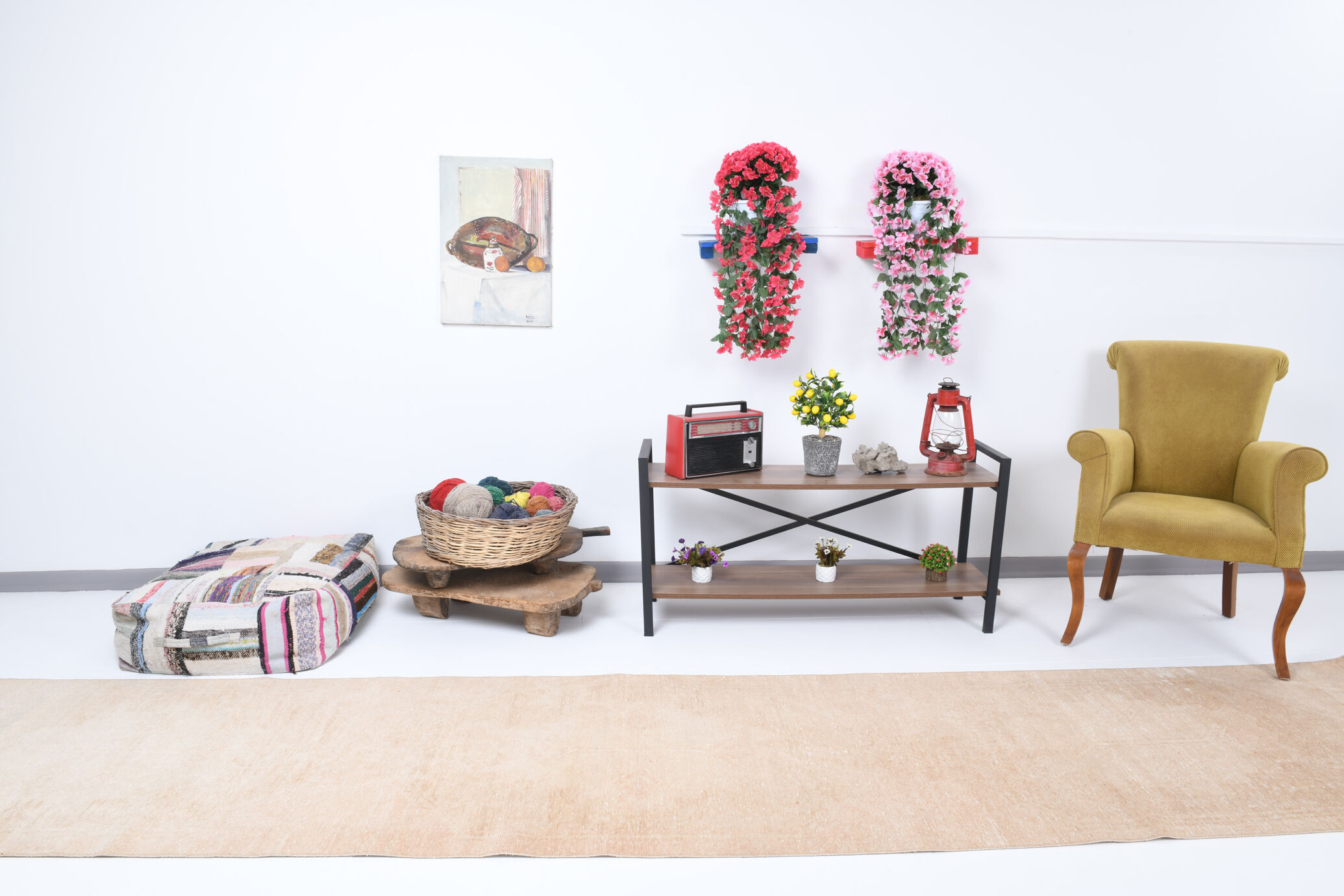 Faded beige turkish runner rug, 2'10x14'3 Ft