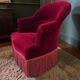 Vintage burgundy armchair / single armchair / fringed armchair