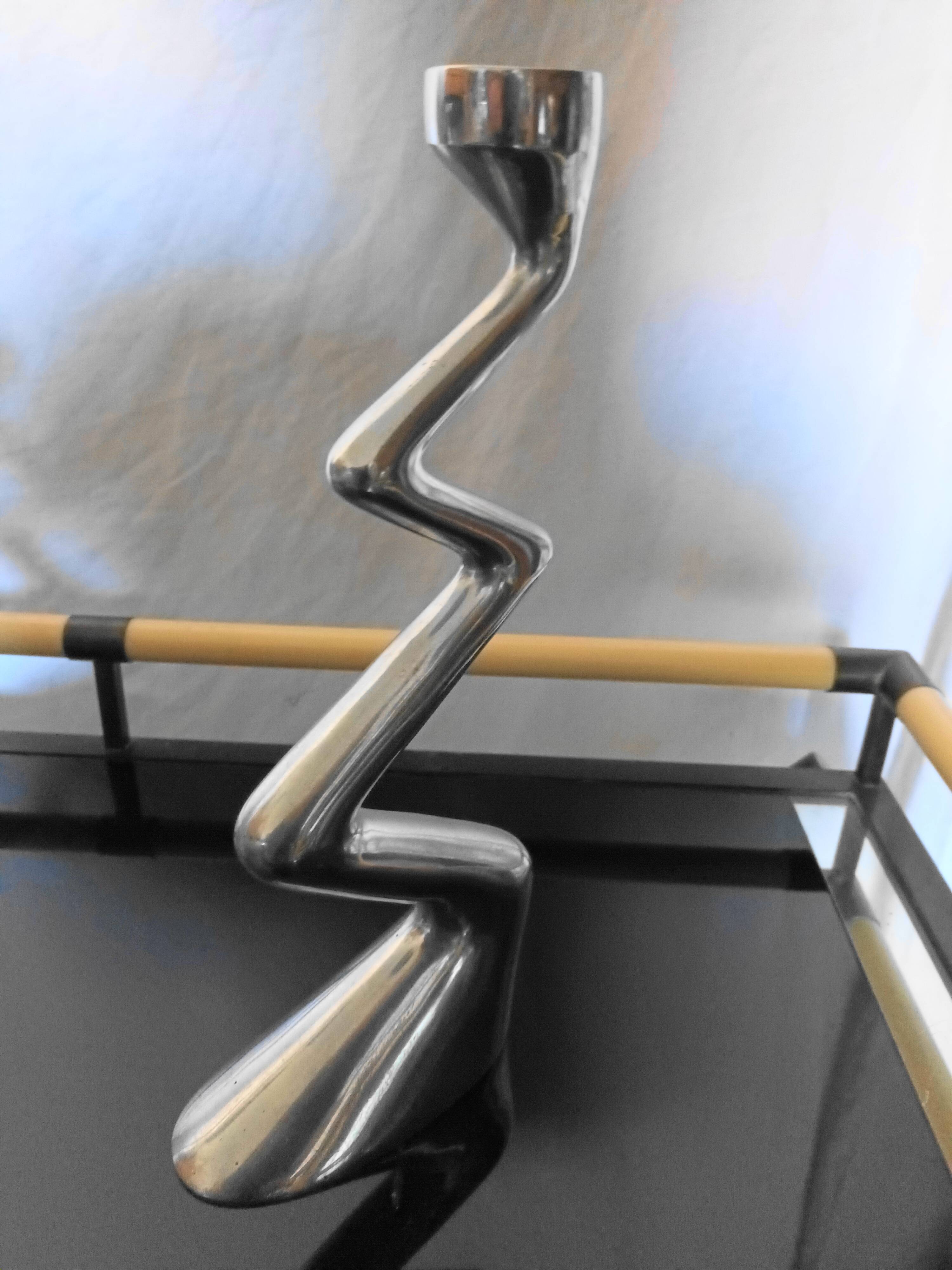 Pair of Zig Zag candlesticks by Matthew Hilton from the 80s