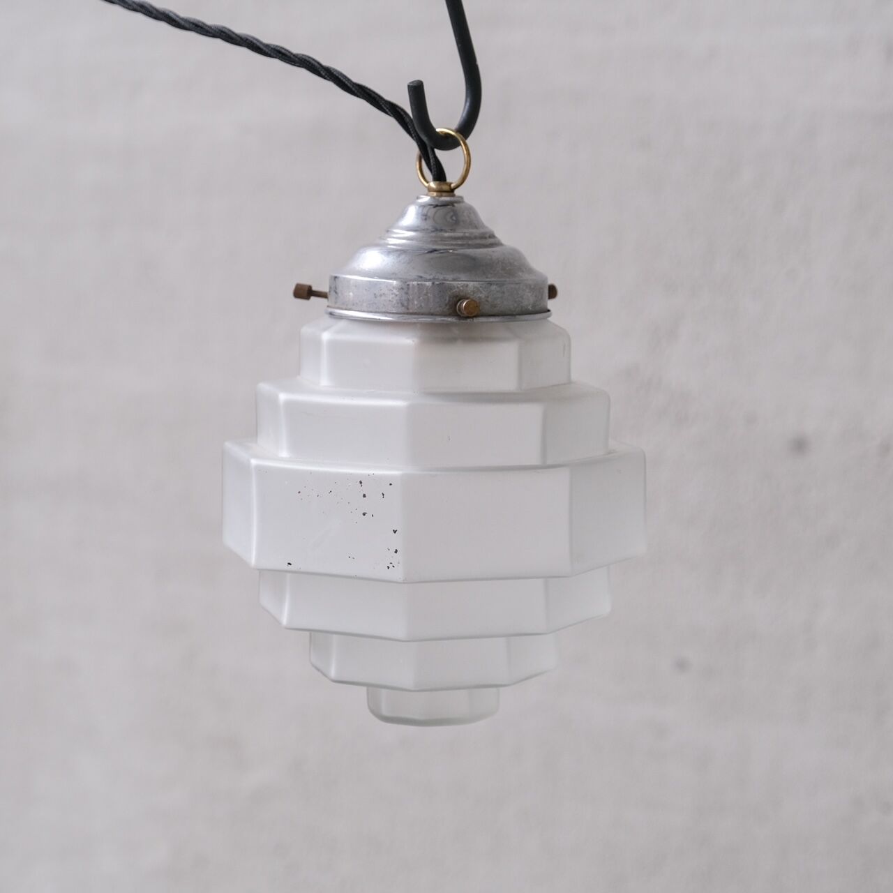 Stepped Opaque Glass Mid-Century Pendant Light