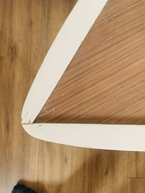 Arthur Umanoff white and wood tripod coffee table