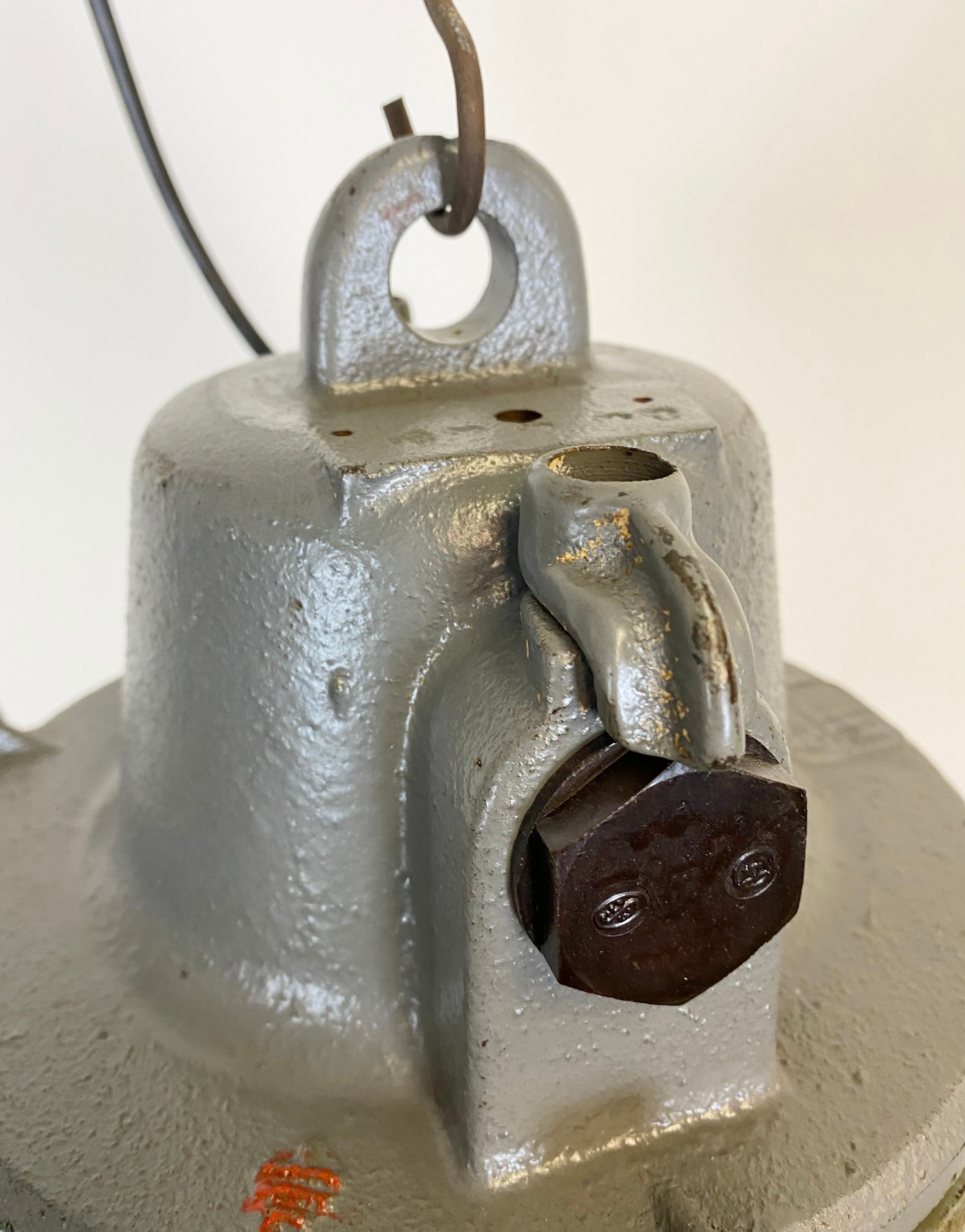 Grey Industrial Cast Iron Cage Pendant Light, 1960s