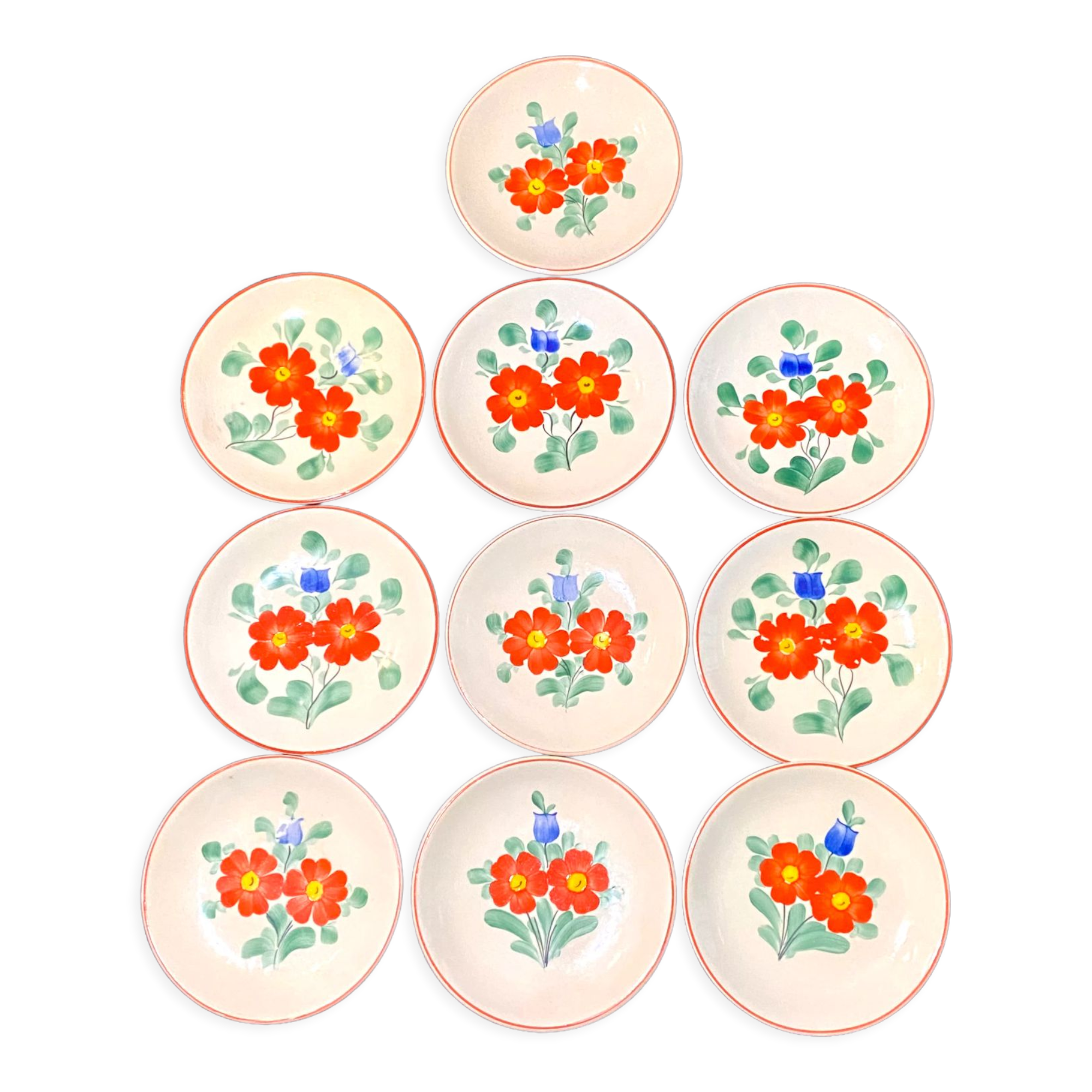 Hand-painted ceramic plates floral motif