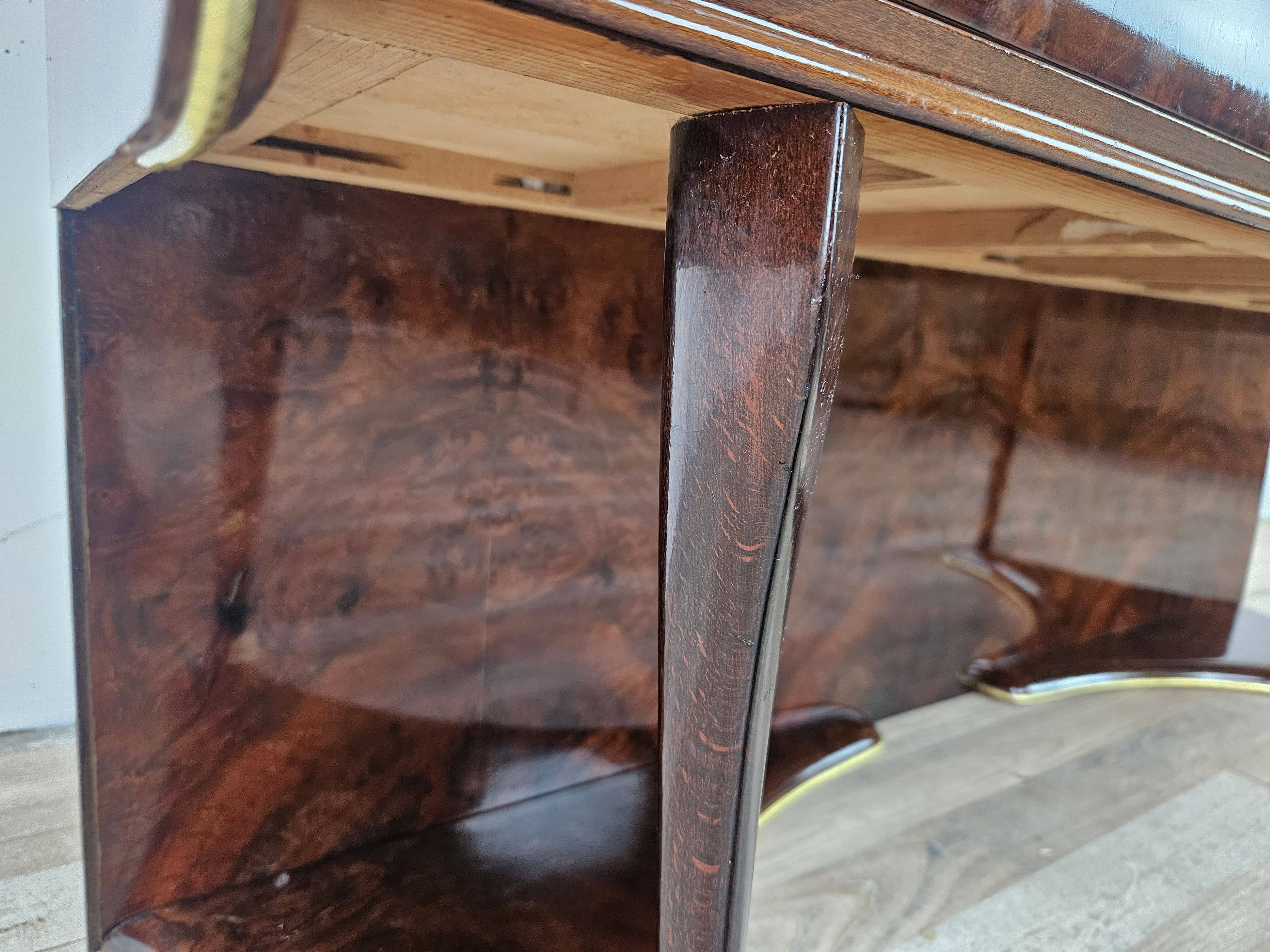 Burl wood dressing table with double glass shelf