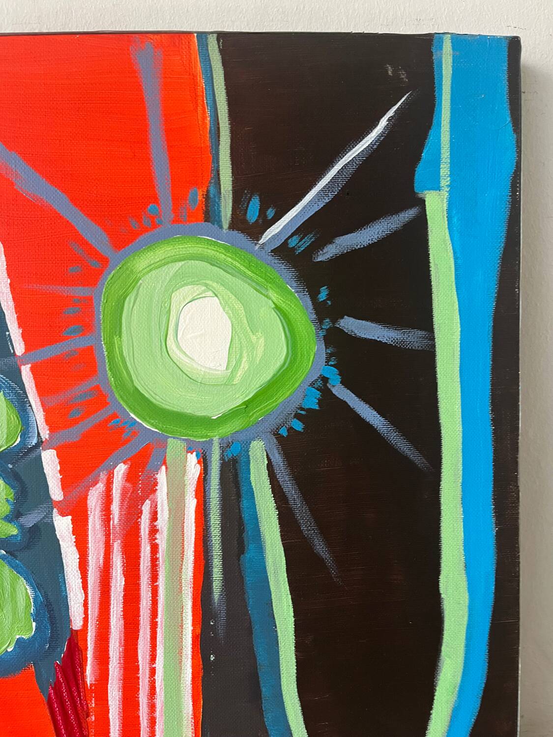 “Green or white, the sun?” Oil on canvas, signed Baltran