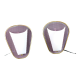 Pair of perspex brass wall sconces, france 1950's