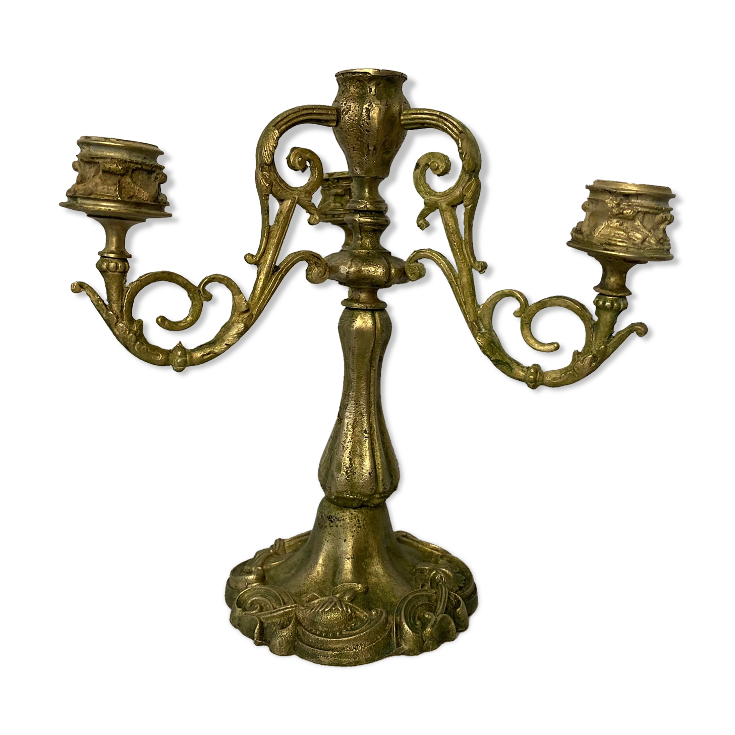 Old three-pointed bronze chandelier early twentieth century