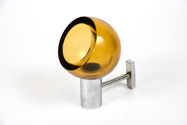 Wall lamps in chromed metal and glass by Archimède Séguso