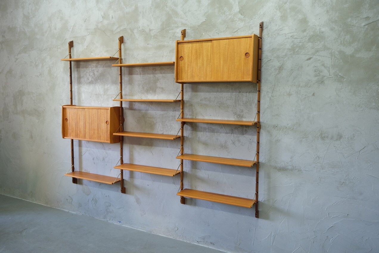 Mid-century modular teak wall unit by john texmon for blindheim mobelfabrik, norway, 1960s
