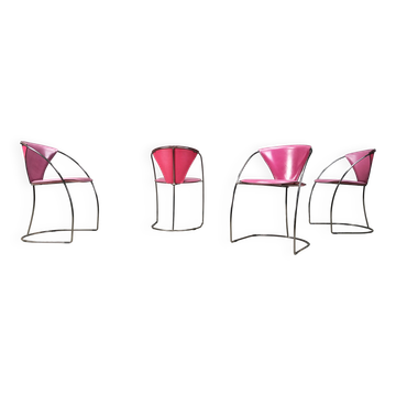 Vintage pink 'Linda' dining chairs by Arrben, 1980s - set of 4
