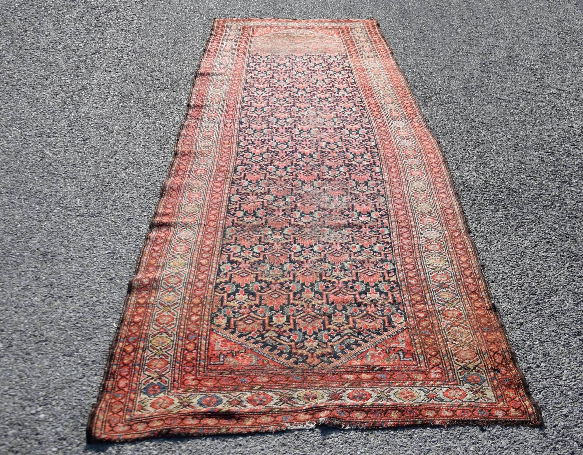 Oriental carpet malayer ancient persian iran. handmade 113 x 400 cm