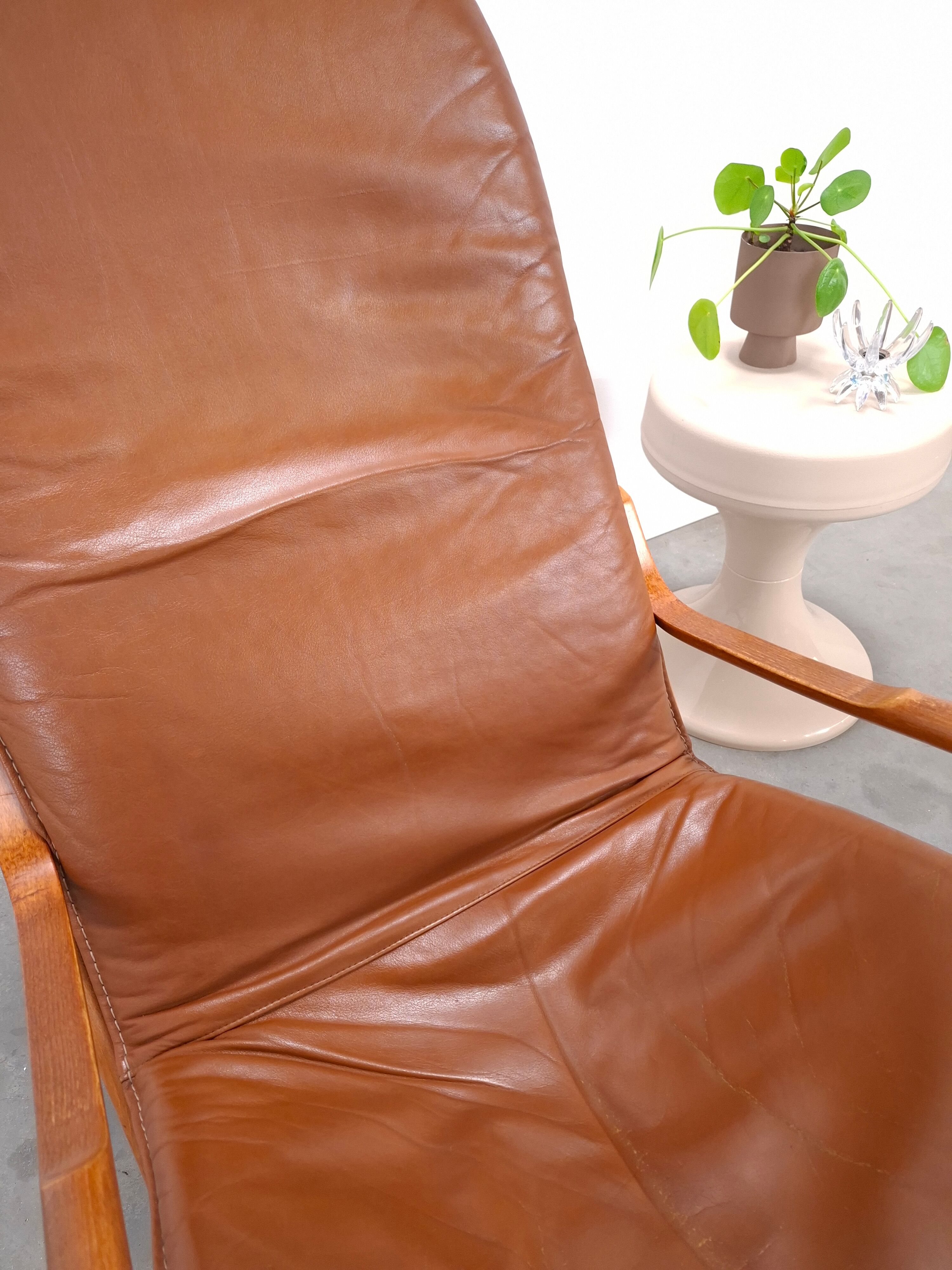 Leren Nonna fauteuil à bascule Paul Tuttle, Strässle, fauteuil à bascule