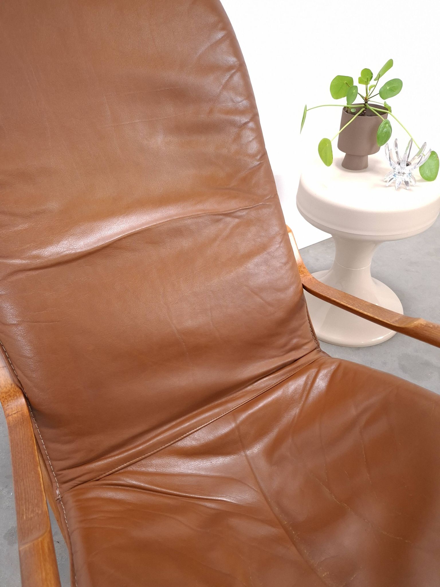 Leren Nonna fauteuil à bascule Paul Tuttle, Strässle, fauteuil à bascule