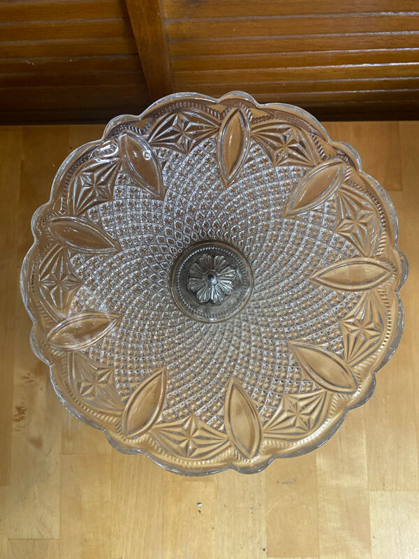 Paire de coupes sur pied anciennes en cristal Baccarat pied en métal