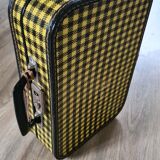Valise ancienne en carton jaune et noire vintage