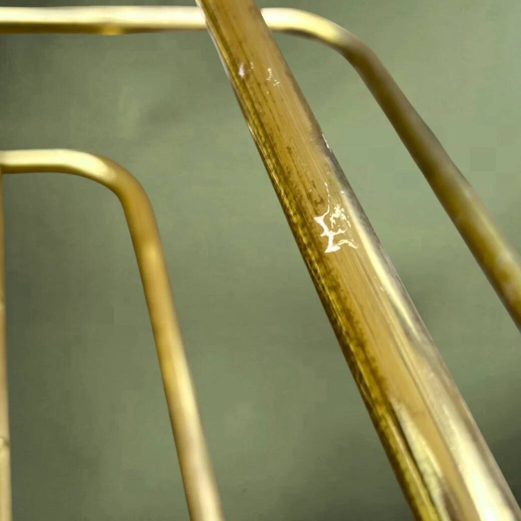 Vintage gold metal magazine rack – minimalist design – 1970s