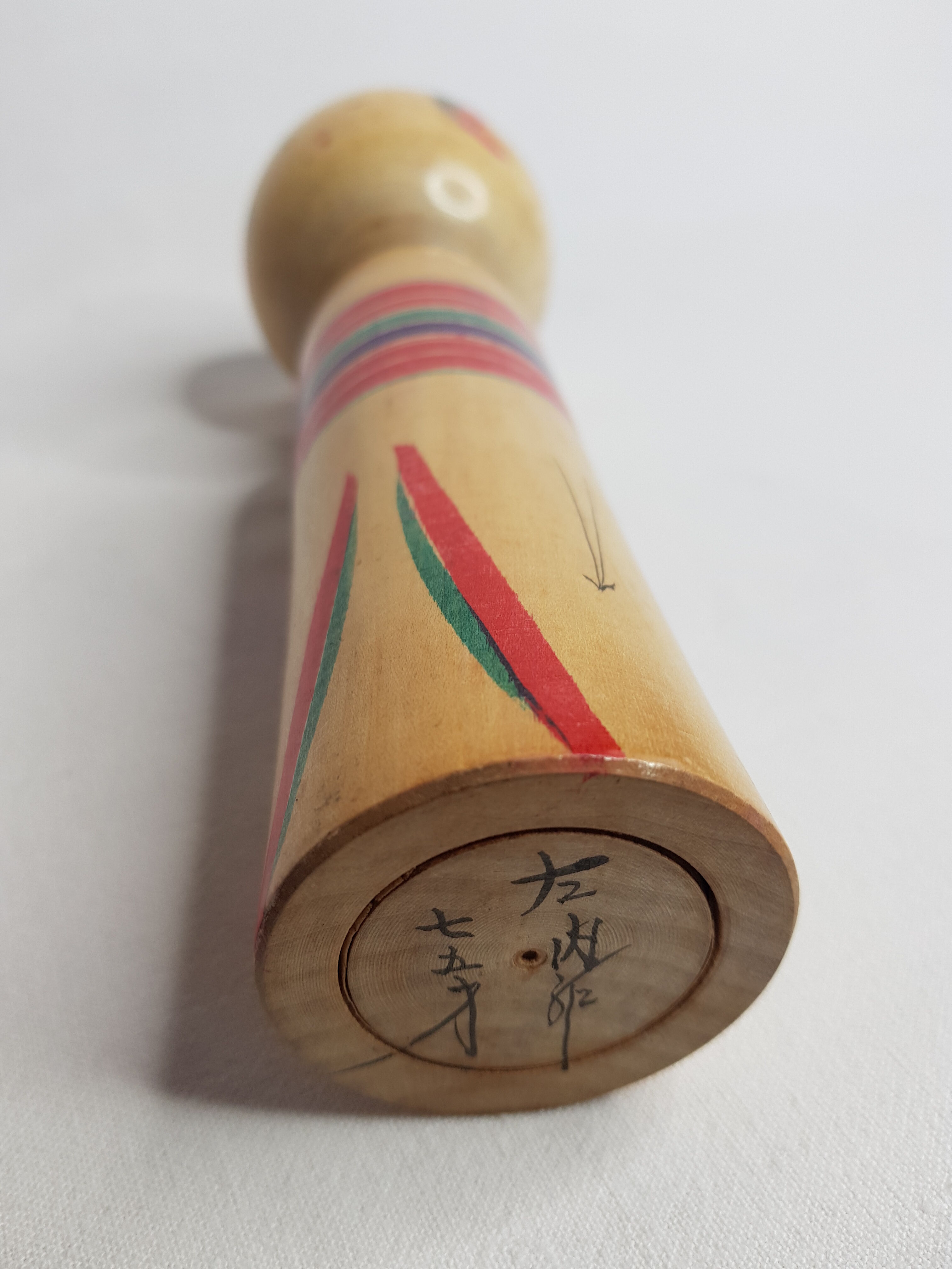 Vintage kokeshi doll, kimono pattern, 24.5 cm