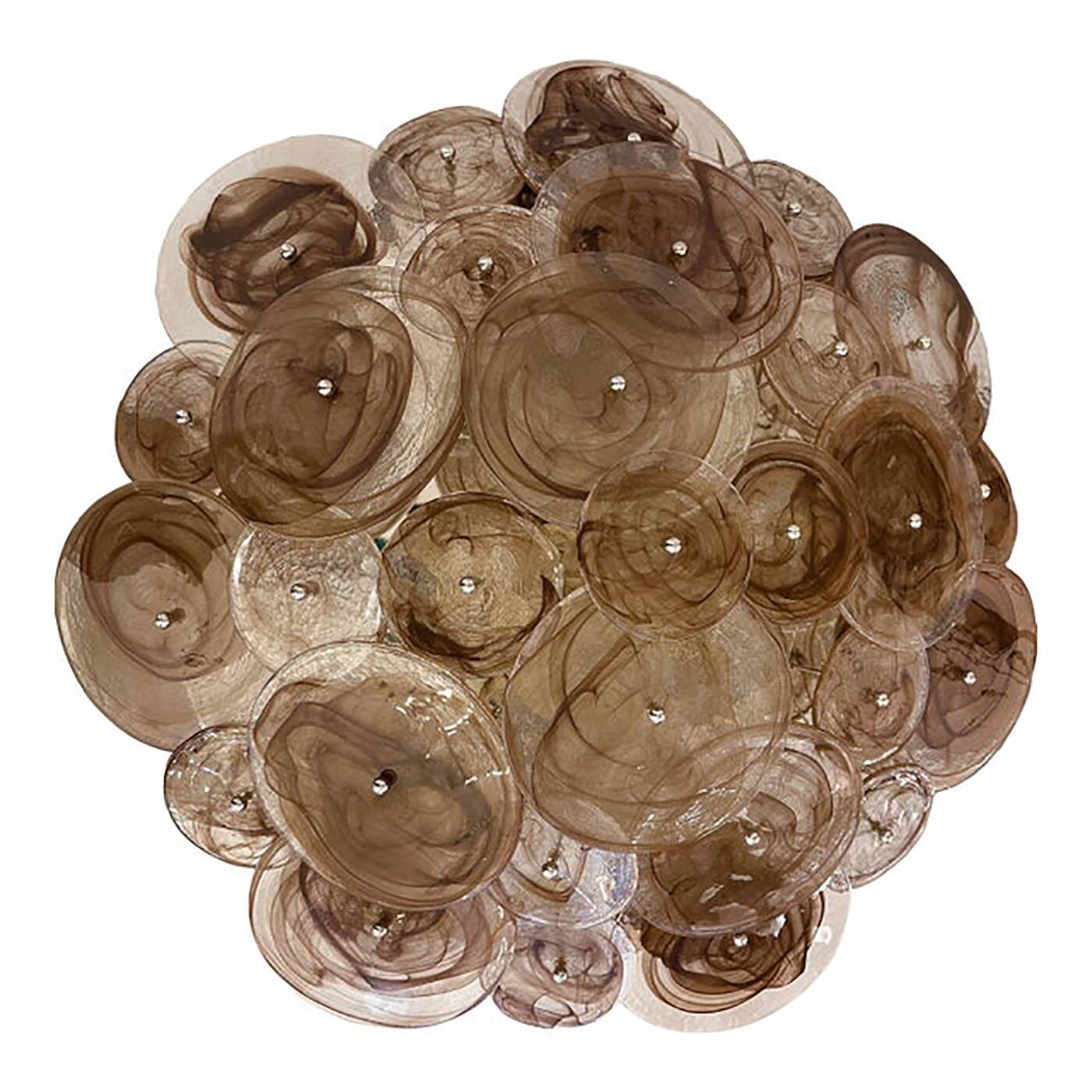 Contemporary Venied-Brown Disks Flush Mount
