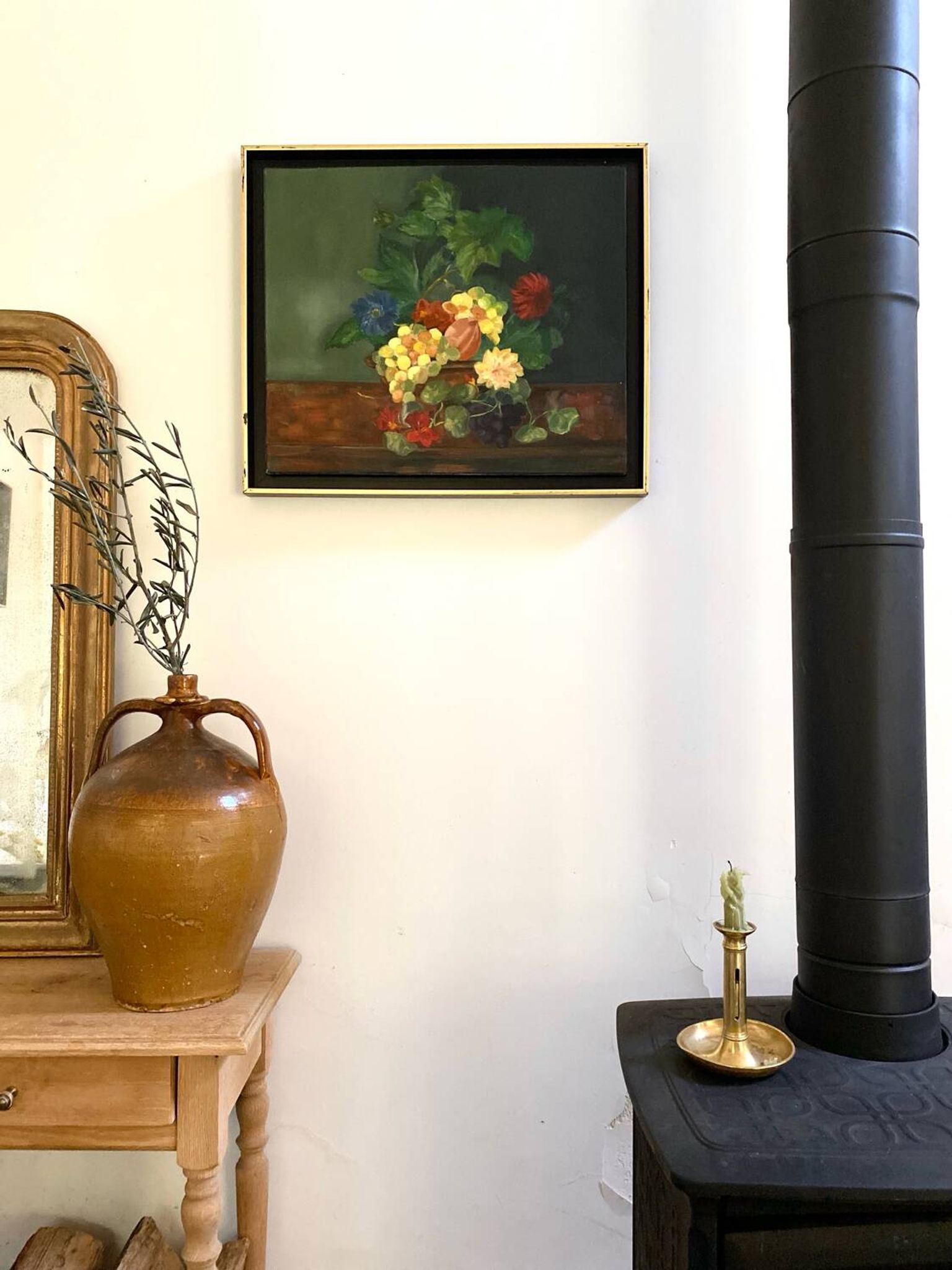 Framed antique oil painting