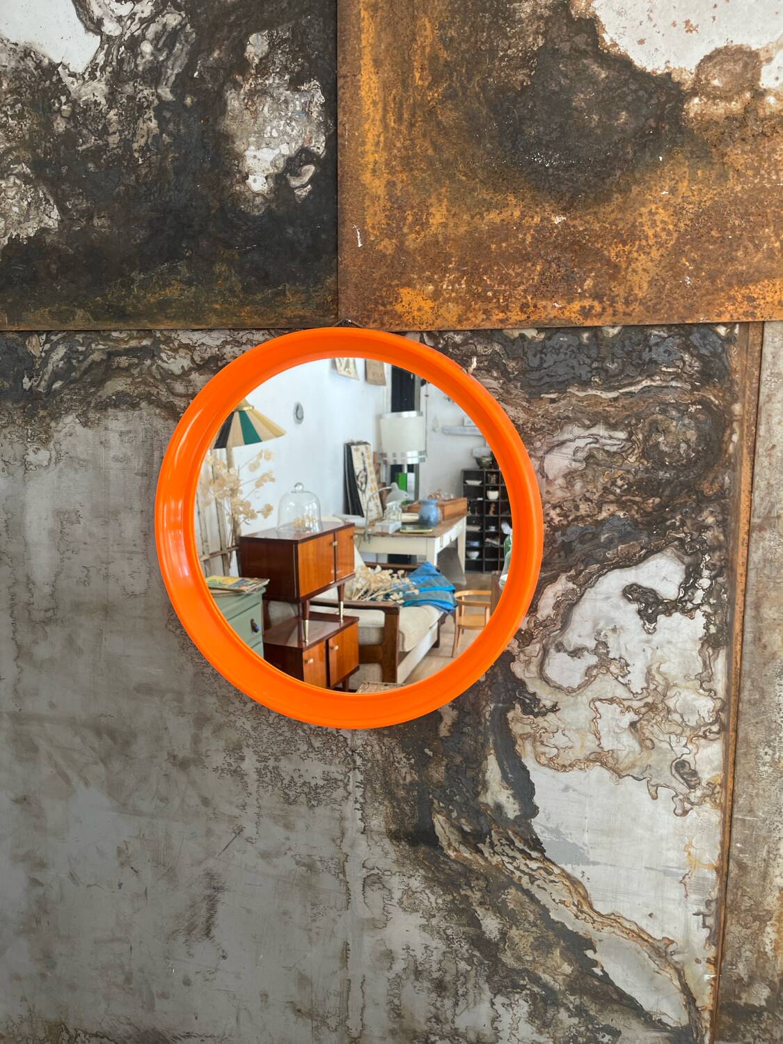 Miroir rond orange