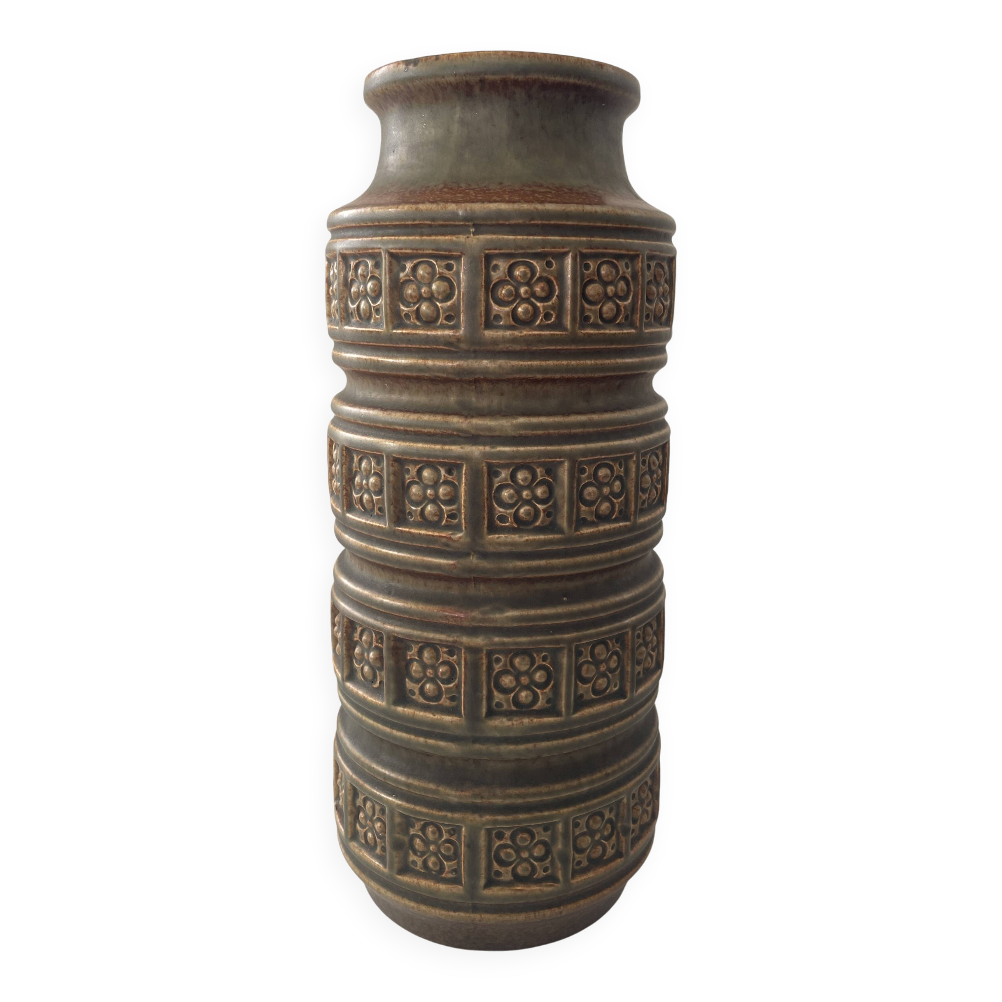 Mat green Tundra vase by Scheurich West Germany