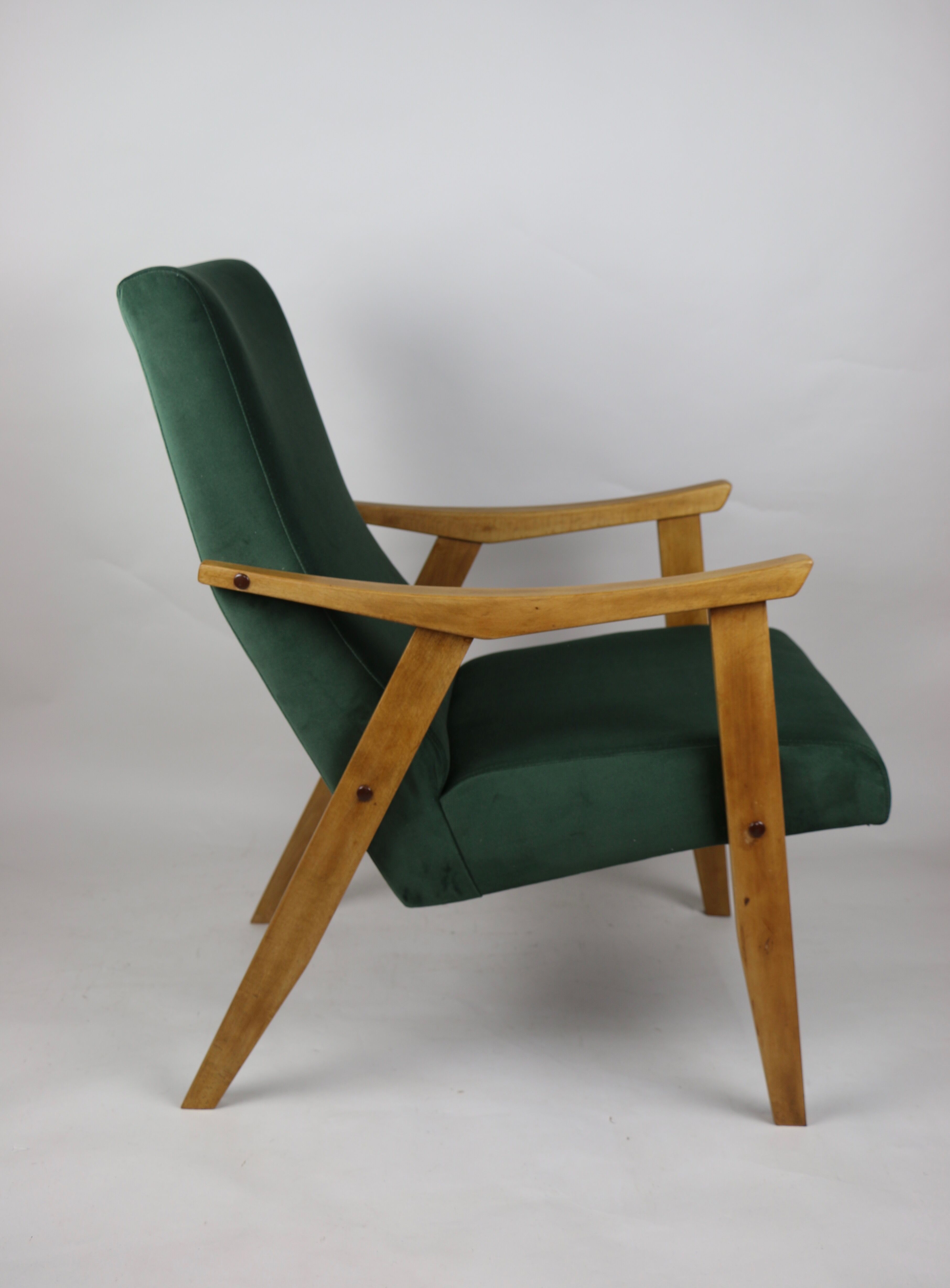 Vintage Velvet Green Armchair  1970s