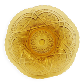 Vintage Art Deco Flat Fruit Bowl Amber Pressed Glass Fait en Belgique