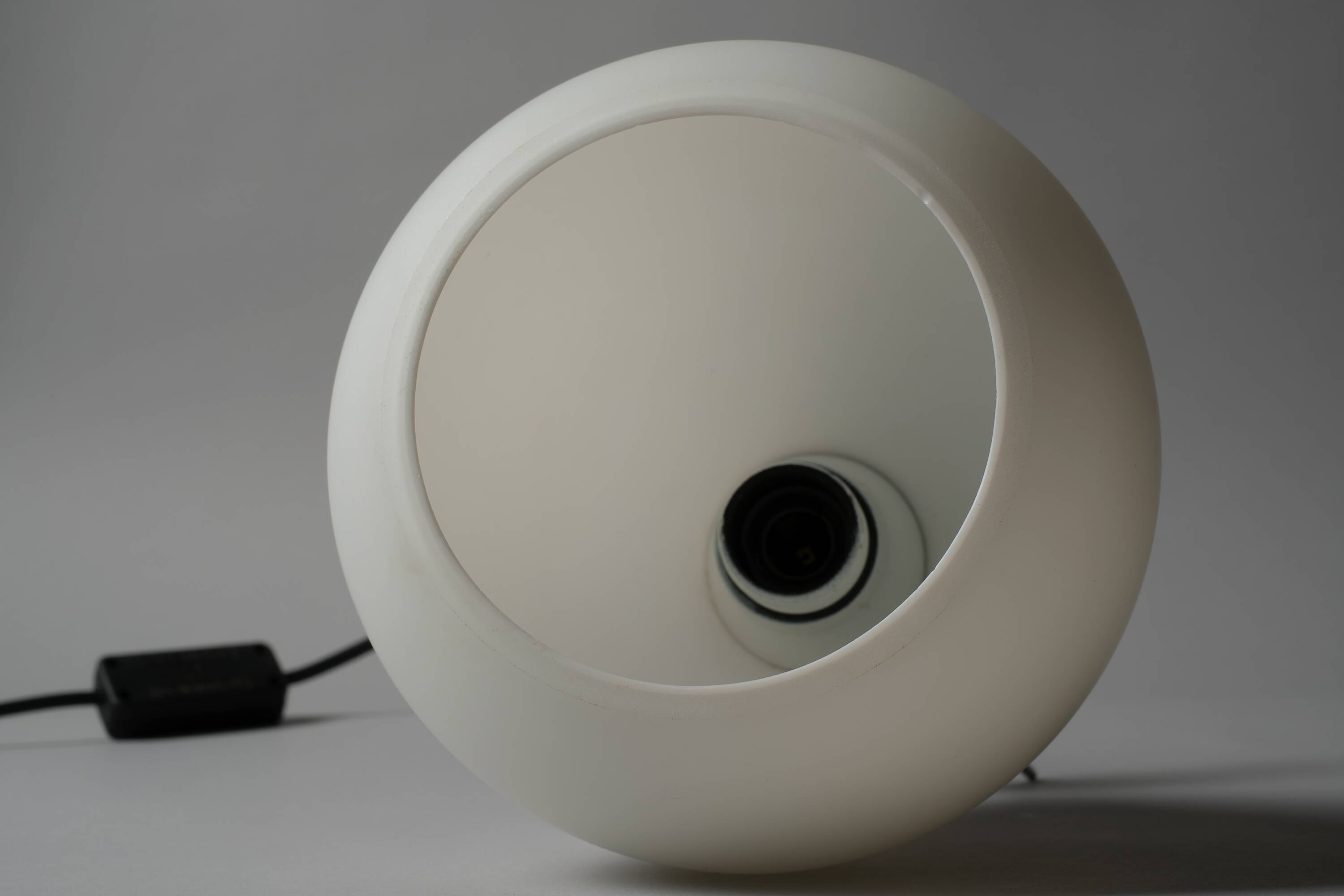 Vintage Hema Space Age Rocket-Shaped Table Lamp, Opal Glass Shade, 1990s.