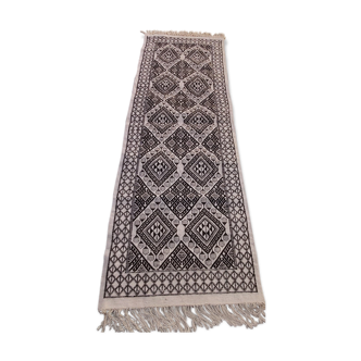 Tapis kilim couloir blanc et gris 308×95cm