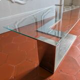 Chrome and glass coffee table from the 1970s.