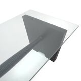 Coffee table with a glass top and black stained wood frame, 1930s.