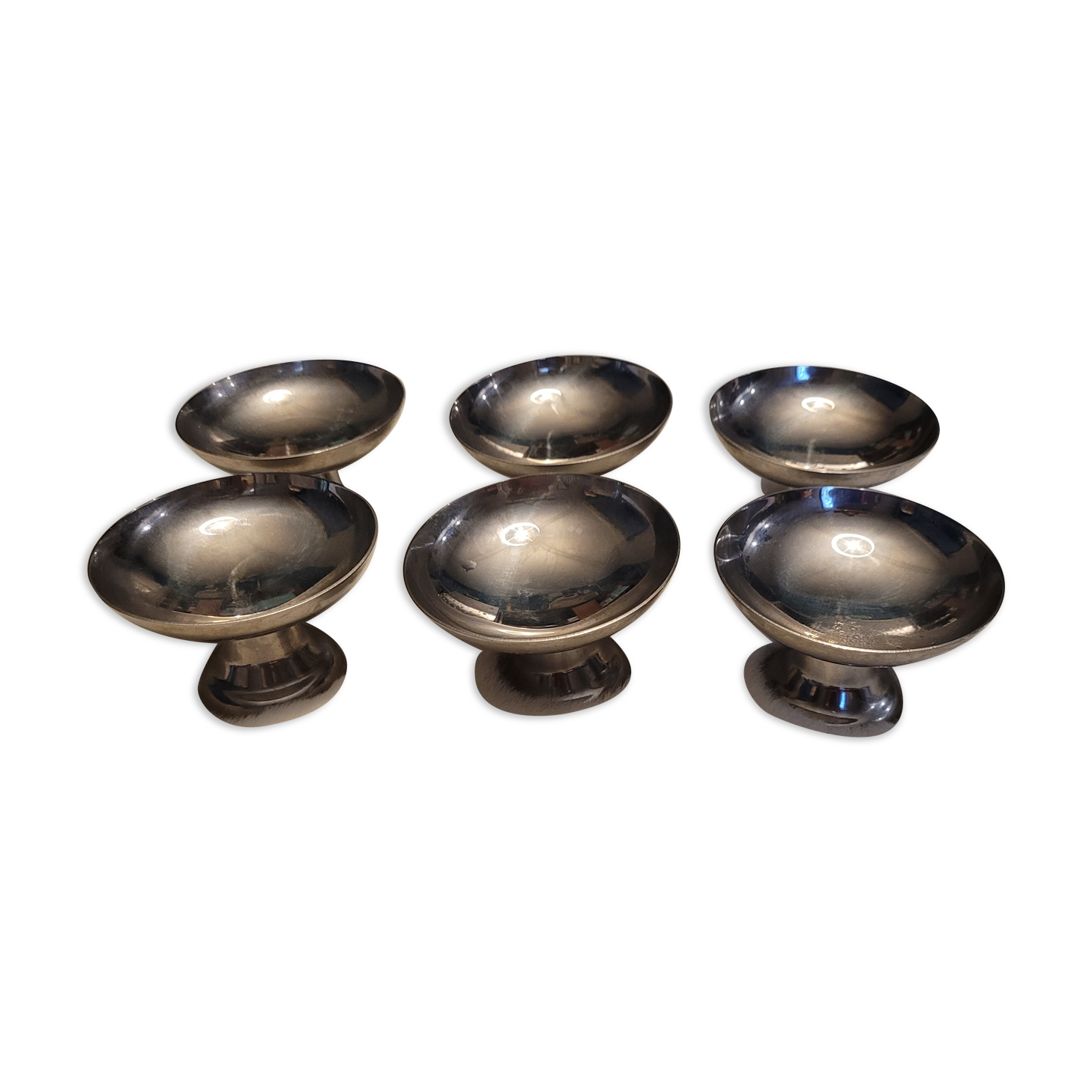 6 coupes à glace en inox style art déco