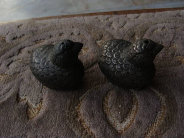Art Deco quail salt cellars
