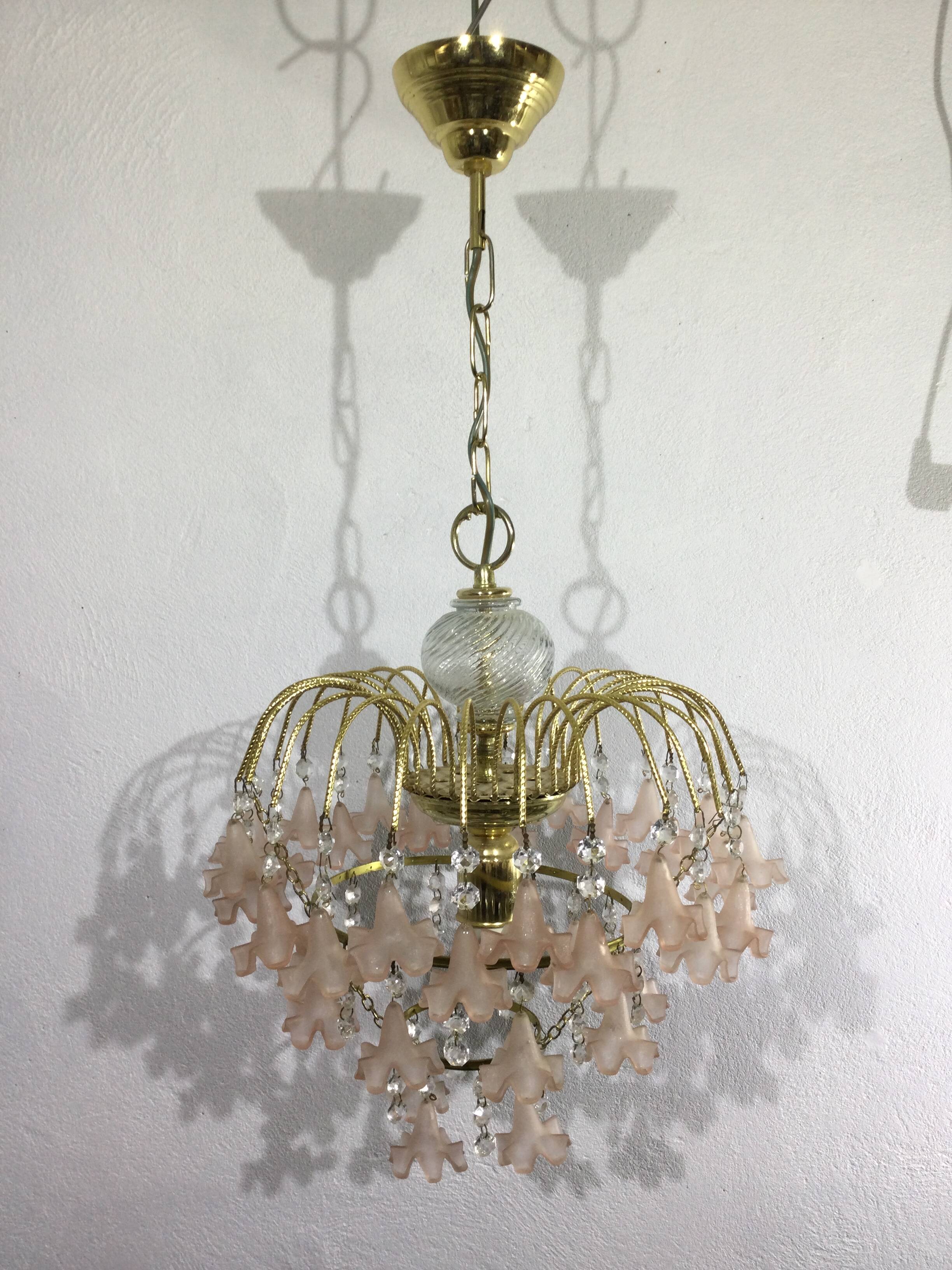 Pink flowers tassel chandelier