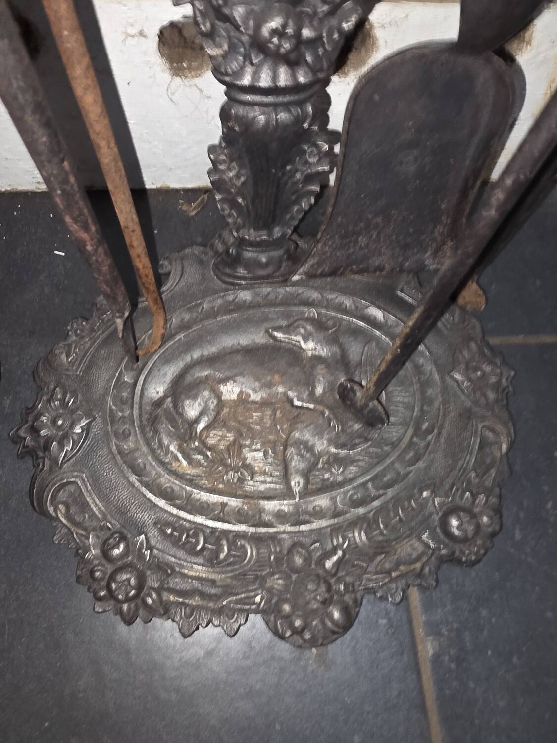 Antique cast iron fireplace set