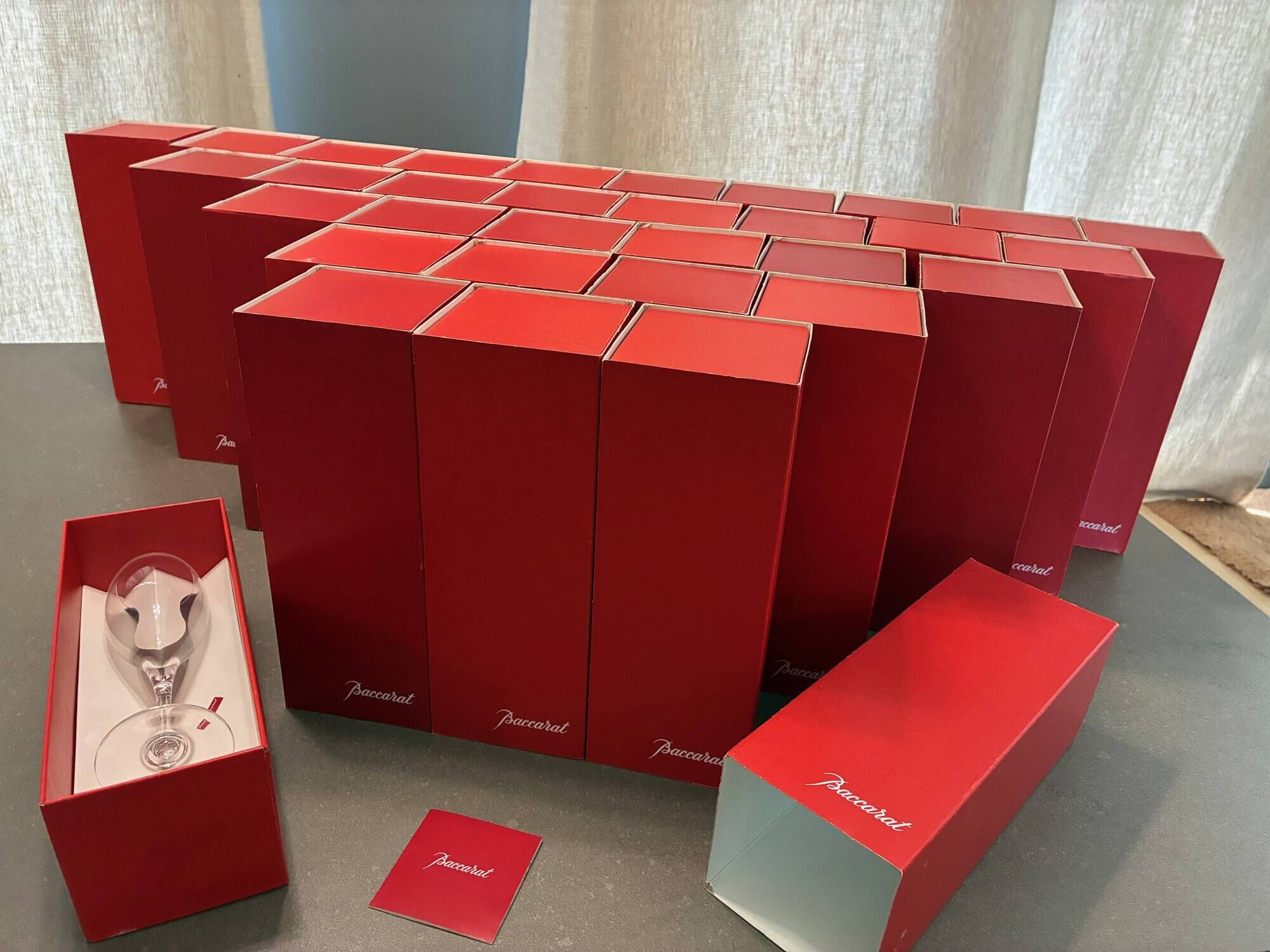 Baccarat crystal glassware service, Saint Remy model in original boxes.