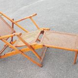 Folding chaise longue 1900 in beech