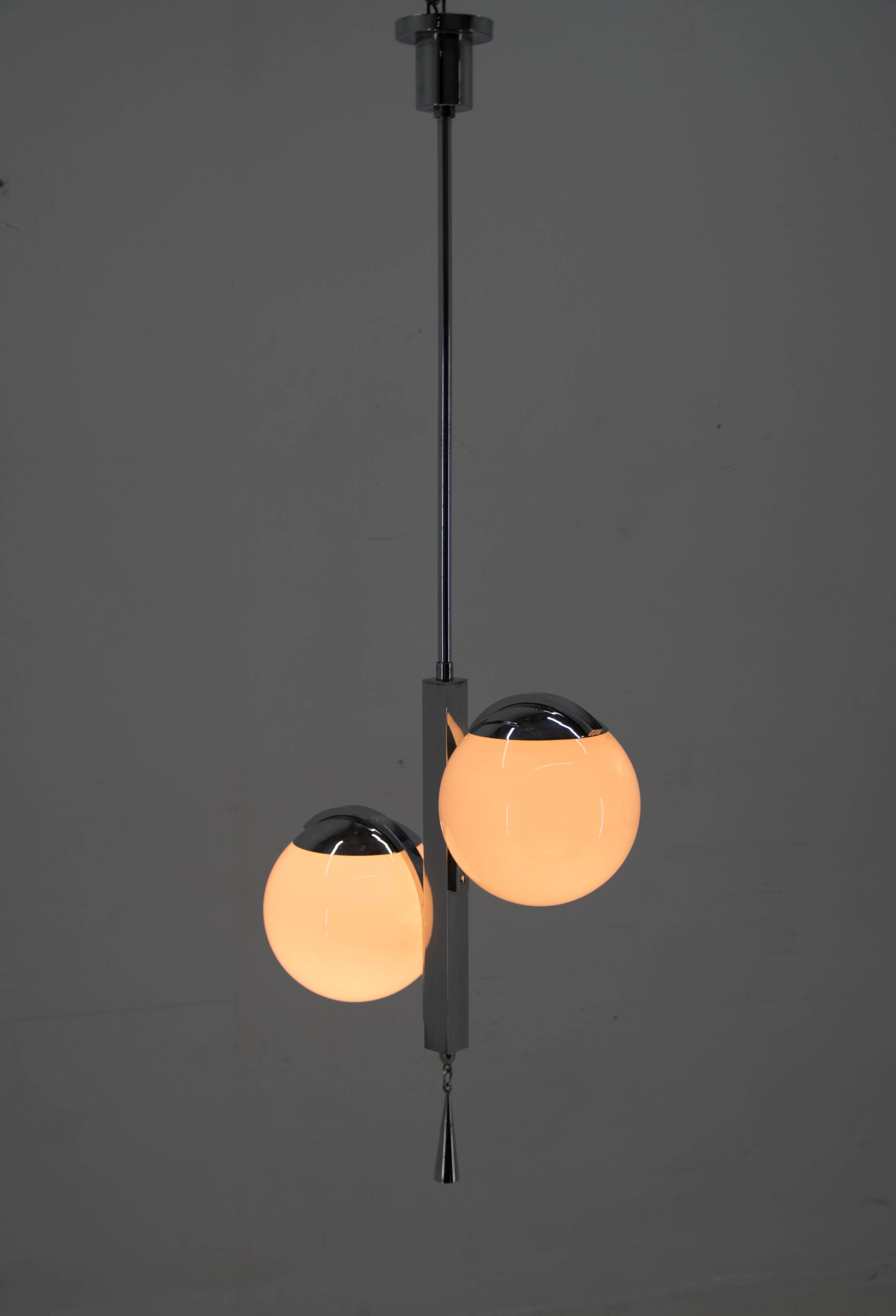 Art Deco Pink Pendant, 1930, Restored