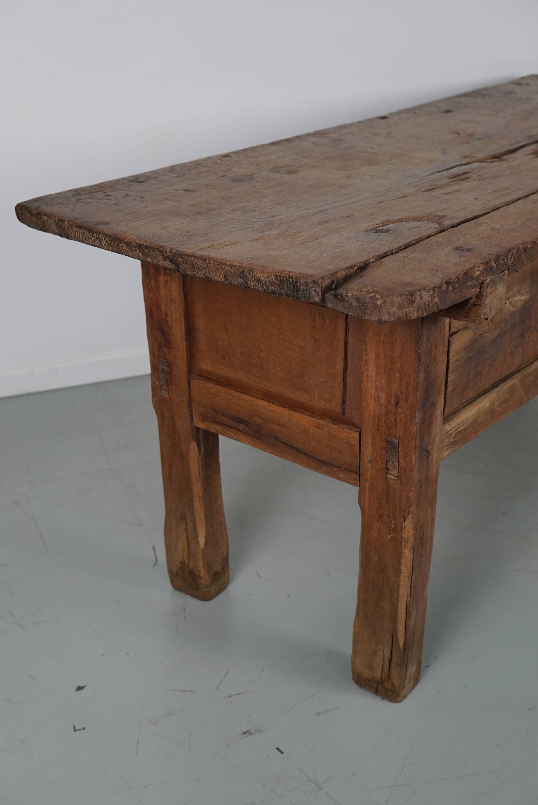 Antique Spanish Rustic Farmhouse Chestnut Side Table / Console, 18th Century