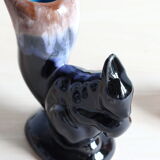 Soliflore squirrel vase in black flamed sandstone