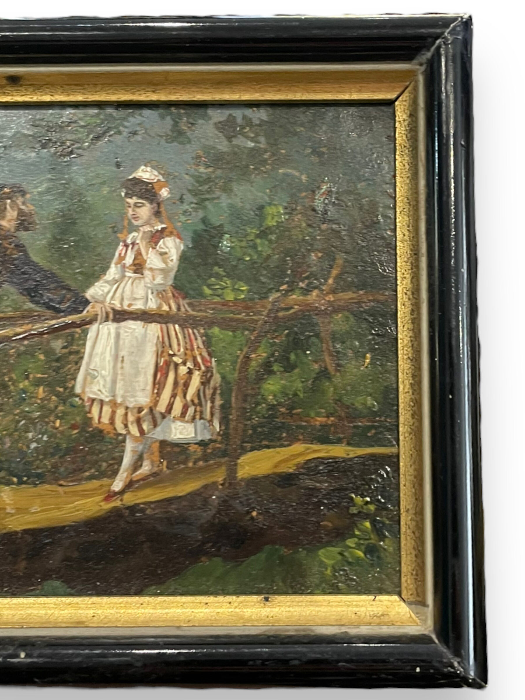 Oil on panel XIXth gallant scene