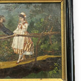 Oil on panel XIXth gallant scene