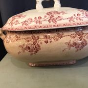 Tureen in faience choisy the king nineteenth floral decoration of roses