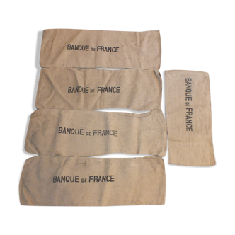 Lot 5 bags Bank of France in burlap