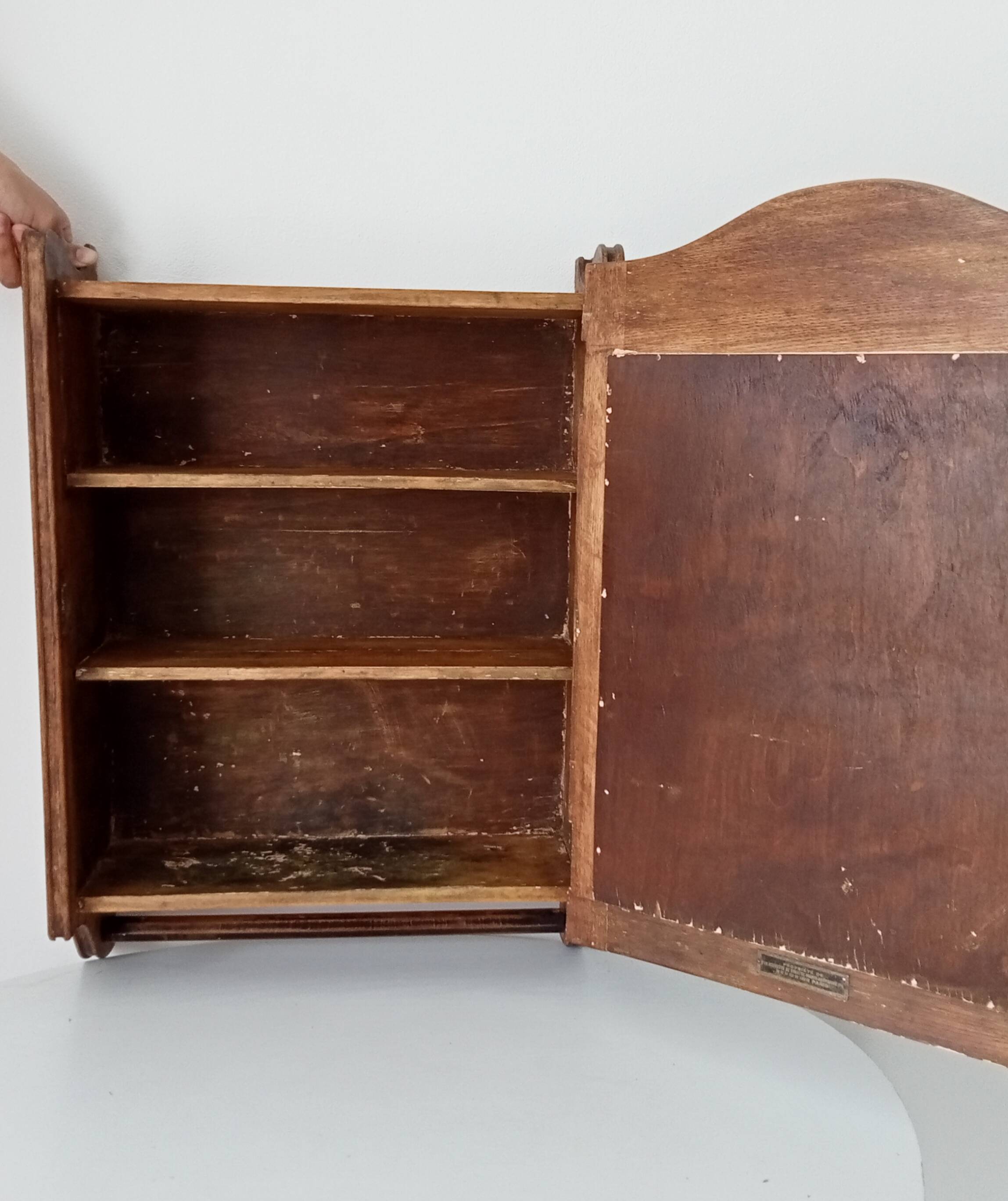 Antique solid oak bathroom cabinet from the early 20th century