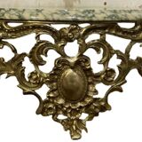 Console murale en bronze et miroir, années 60. Lot de 2