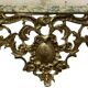 Console murale en bronze et miroir, années 60. Lot de 2