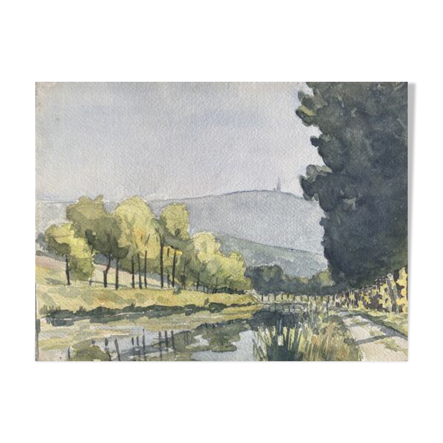 Painting "edge of the ouche" (côte d'or) jean-francois devaliere (1926-2021)