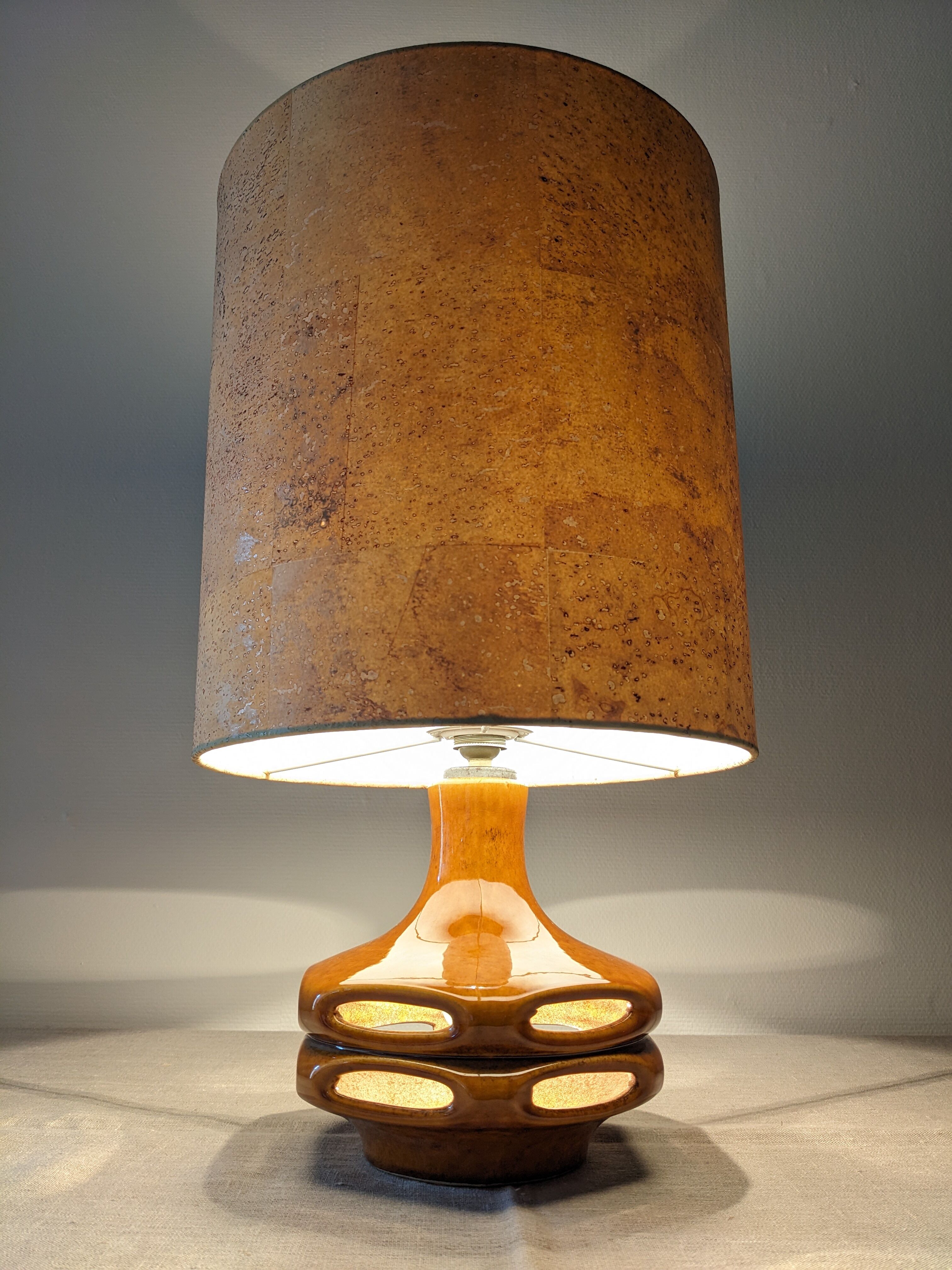 Glazed ceramic lamp from the 60s/70s West Germany